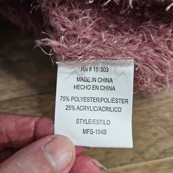 Snails & Cinnamon Cozy Pink Women's Eyelash Tunic Sweater Large Boat Neck - Picture 10 of 13